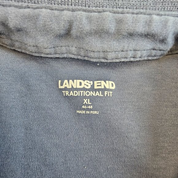 Lands' End Polo Shirt Men's XL‎ Traditional Fit Blue Collared Casual Soft - Picture 6 of 7